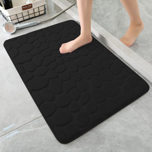 Cobblestone Memory Foam Bathroom Shower Floor Mat Rugs Quick Dry Absorbent Sutera Non-Slip Stone Bath Mat