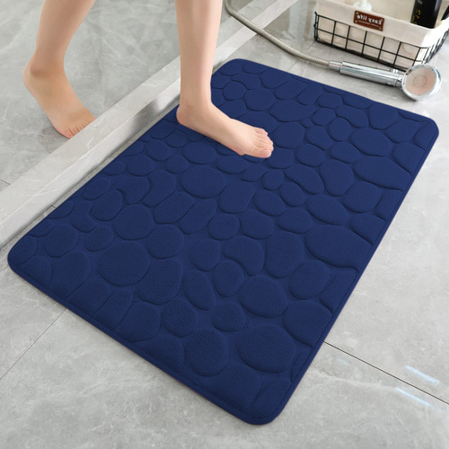 Cobblestone Memory Foam Bathroom Shower Floor Mat Rugs Quick Dry Absorbent Sutera Non-Slip Stone Bath Mat