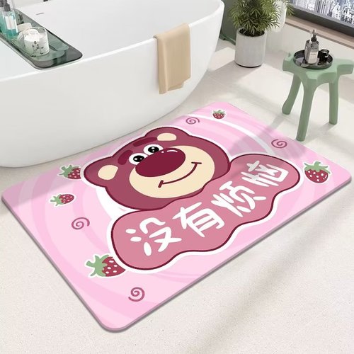 High Quality Anti-Slip Fast Drying Rubber Coloured Pink Soft Diatomite Bath Mat