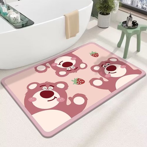 High Quality Anti-Slip Fast Drying Rubber Coloured Pink Soft Diatomite Bath Mat
