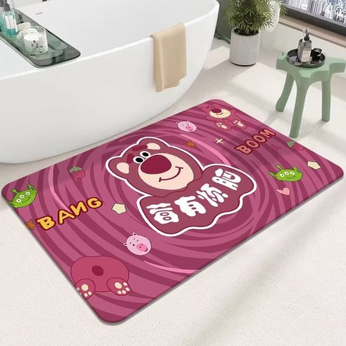 High Quality Anti-Slip Fast Drying Rubber Coloured Pink Soft Diatomite Bath Mat