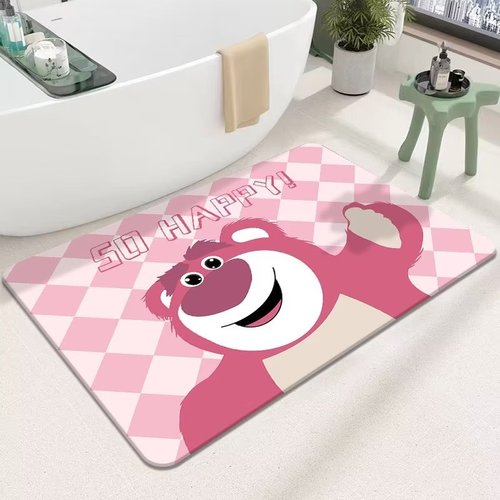 High Quality Anti-Slip Fast Drying Rubber Coloured Pink Soft Diatomite Bath Mat