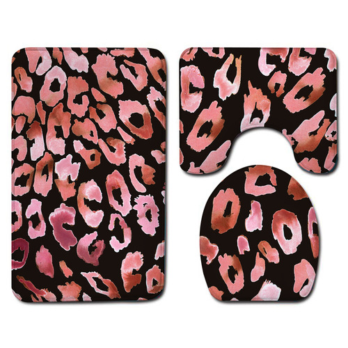  Bathroom 3 Piece Bath Rug Sets Flannel Washable Toilet Mat Skid-resistant  Bath Side Printed Absorbent Floor R