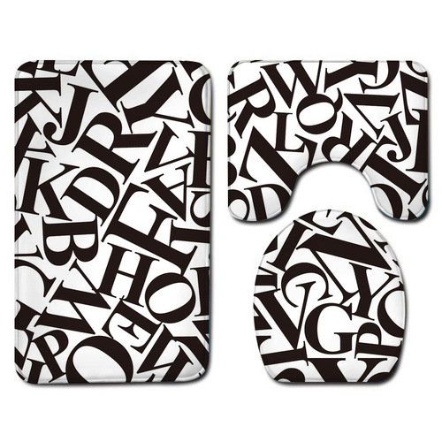  Bathroom 3 Piece Bath Rug Sets Flannel Washable Toilet Mat Skid-resistant  Bath Side Printed Absorbent Floor R