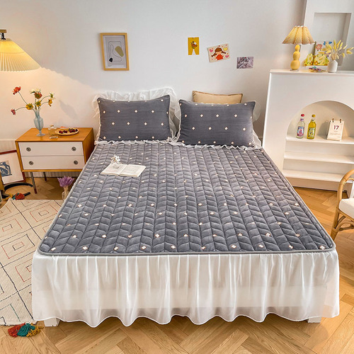 New Popular milk velvet quilted bed mattress decorate home Bed Skirt