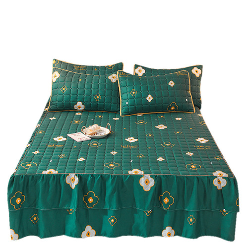 100% Polyester Decorative Bed Skirt Plain Fabric King Queen Bed Skirt