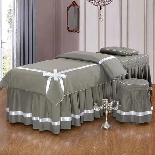 beauty bedspread 4 pieces set of high-end massage parlor SPA health bed cover and bed skirt ized 