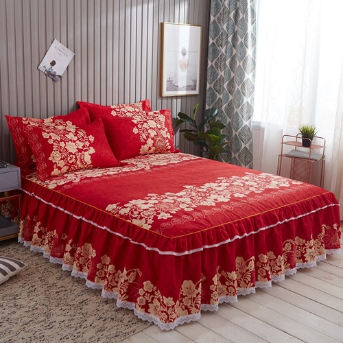   Design Flexible Hotel Use Lace Bed Skirt Queen Size