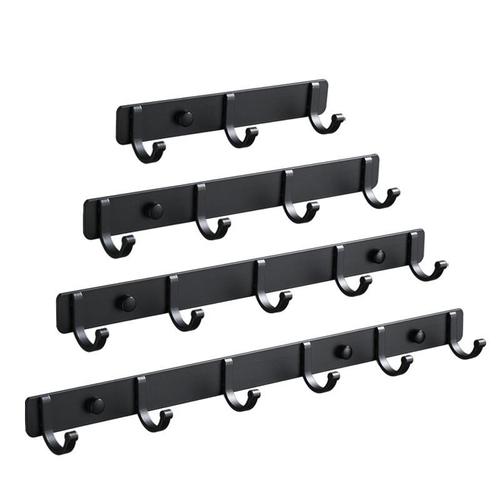 Aluminium Matt Black No Drilling Adhesive Robe Hook with Glue
