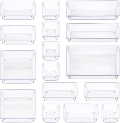 Cheap Hot-selling 25pcs Drawer Organizer Tray Set 5 Different Sizes Drawer Organizers for Makeup Office Desk Drawer Orga