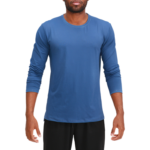 2020 New Plain Long Sleeve Sports Fitness Running T Shirt   Workout Clothing Men