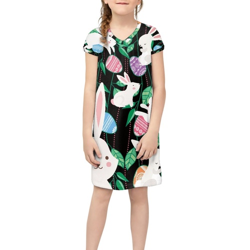 Kids Clothing Girls Party Dress 2023 Fashion New Style Clothes Short Skirt Traditional Polynesian Tattoo Design Short Sl