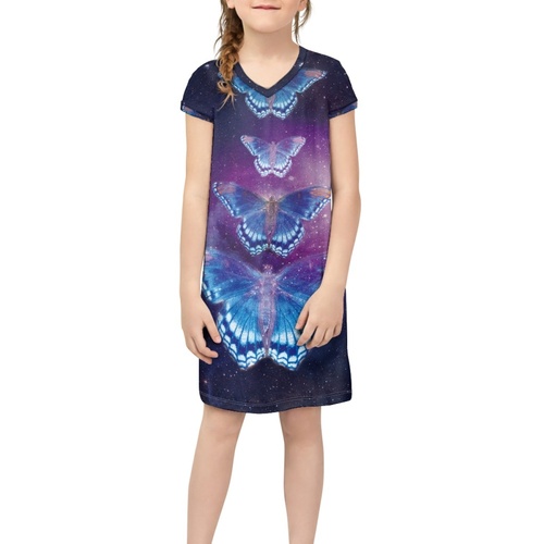 Kids Clothing Girls Party Dress 2023 Fashion New Style Clothes Short Skirt Traditional Polynesian Tattoo Design Short Sl