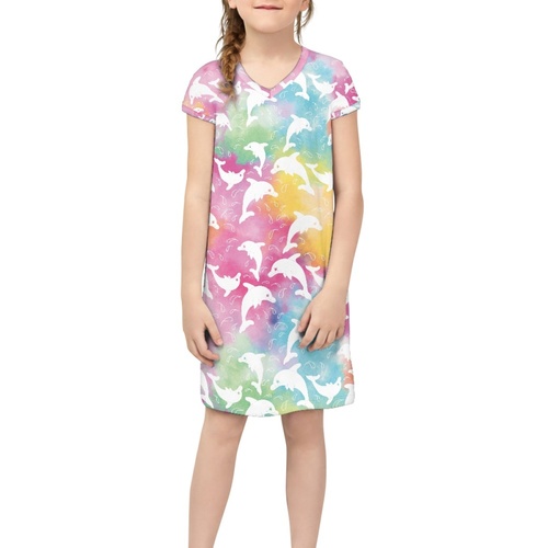 Kids Clothing Girls Party Dress 2023 Fashion New Style Clothes Short Skirt Traditional Polynesian Tattoo Design Short Sl