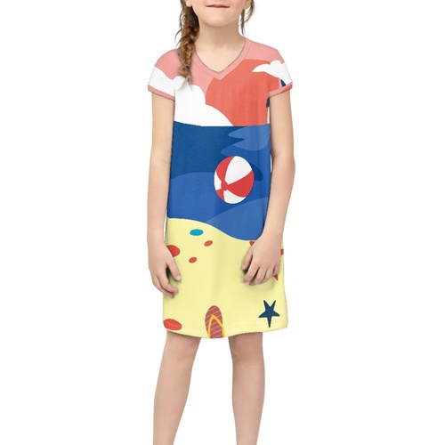 Kids Clothing Girls Party Dress 2023 Fashion New Style Clothes Short Skirt Traditional Polynesian Tattoo Design Short Sl