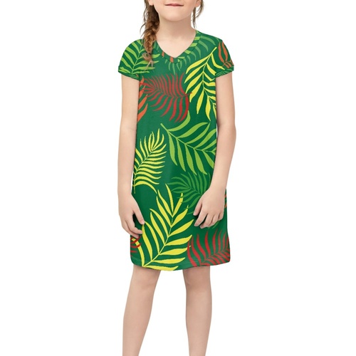 Kids Clothing Girls Party Dress 2023 Fashion New Style Clothes Short Skirt Traditional Polynesian Tattoo Design Short Sl