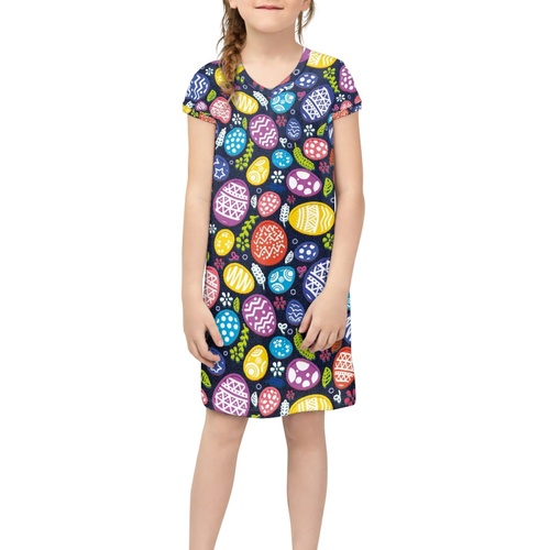 Kids Clothing Girls Party Dress 2023 Fashion New Style Clothes Short Skirt Traditional Polynesian Tattoo Design Short Sl