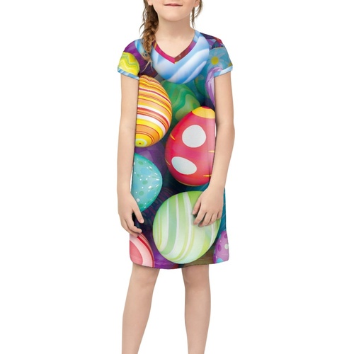 Kids Clothing Girls Party Dress 2023 Fashion New Style Clothes Short Skirt Traditional Polynesian Tattoo Design Short Sl
