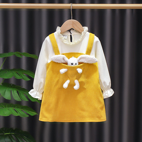 High Quality Best Price Sweet Princess Dress Western Style Knee Length O Neck Long Sleeve  For 1-6 Years Old Girls