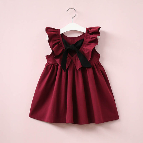 Toddler Cotton Linen Baby Dresses Bow Children Girls Clothes Summer Cute Casual Girls Dress