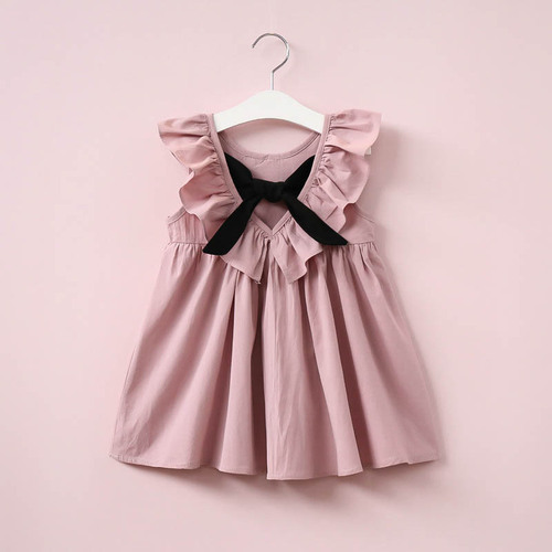 Toddler Cotton Linen Baby Dresses Bow Children Girls Clothes Summer Cute Casual Girls Dress