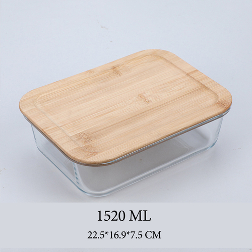 Hot Selling Glass Lunch Box Glass Food Container With Bamboo Lids