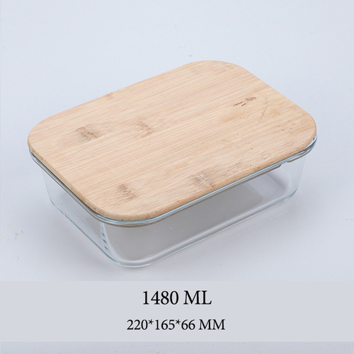 Hot Selling Glass Lunch Box Glass Food Container With Bamboo Lids
