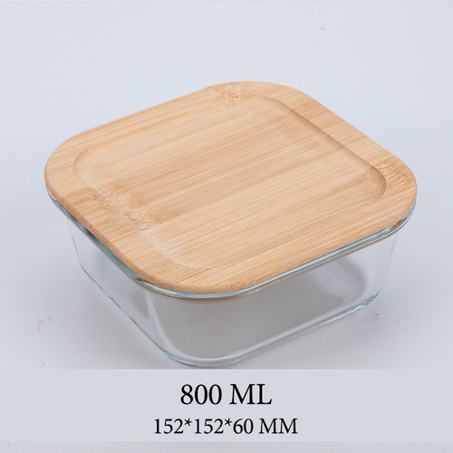 Hot Selling Glass Lunch Box Glass Food Container With Bamboo Lids