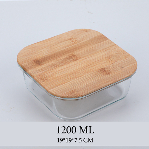 Hot Selling Glass Lunch Box Glass Food Container With Bamboo Lids