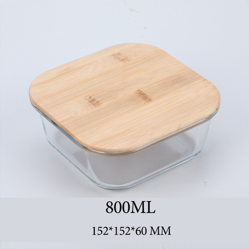 Hot Selling Glass Lunch Box Glass Food Container With Bamboo Lids