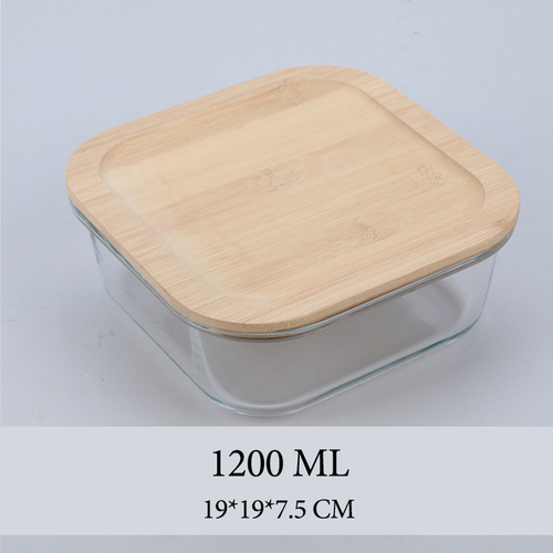 Hot Selling Glass Lunch Box Glass Food Container With Bamboo Lids