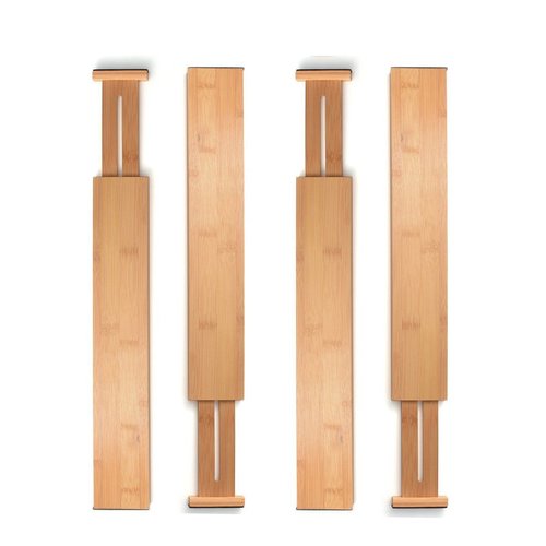 Customization 100% Bamboo Kitchen Drawer Organizers Adjustable & Expendable Drawer Dividers set of 4  Home Deco