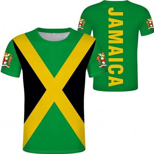 1 MOQ New Design Jamaica Souvenirs  Personalize Jamaican Flag Green T-Shirts Bulk  Sporty Chic Men's T-Sh