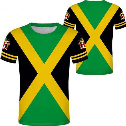 1 MOQ New Design Jamaica Souvenirs  Personalize Jamaican Flag Green T-Shirts Bulk  Sporty Chic Men's T-Sh