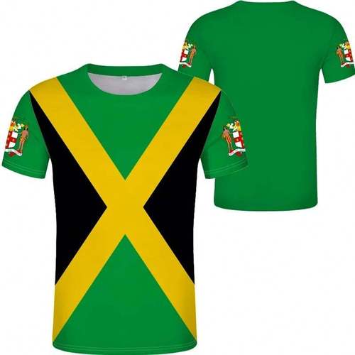 1 MOQ New Design Jamaica Souvenirs  Personalize Jamaican Flag Green T-Shirts Bulk  Sporty Chic Men's T-Sh