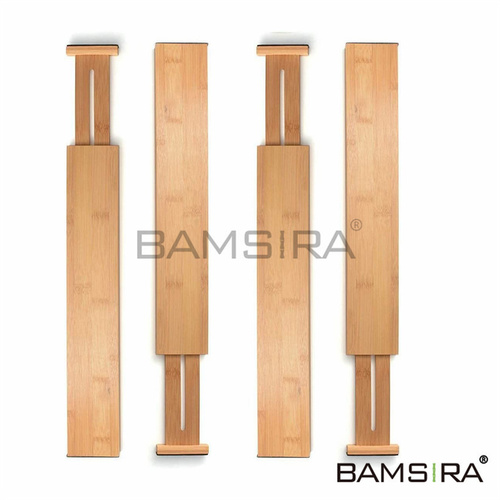 Gray  4-Pack Separators for Kitchen Expandable Drawer Organization Adjustable Bamboo Drawer Dividers