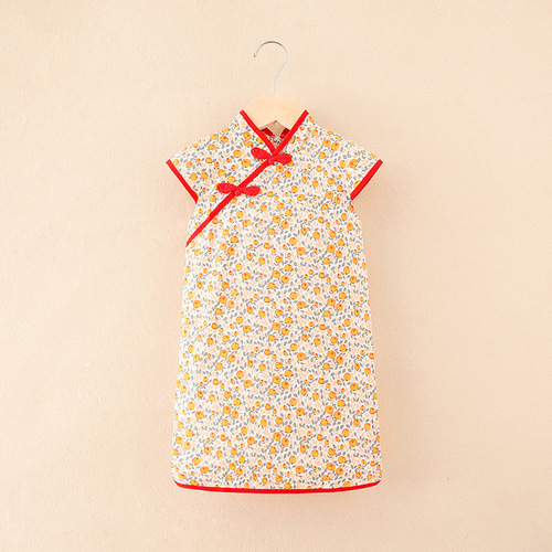 Toddler Chinese Style Kid Baby Girl Floral Cheongsam Qipao Dress Party Clothes Summer Princess Dresses For Children
