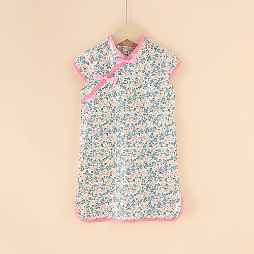 Toddler Chinese Style Kid Baby Girl Floral Cheongsam Qipao Dress Party Clothes Summer Princess Dresses For Children