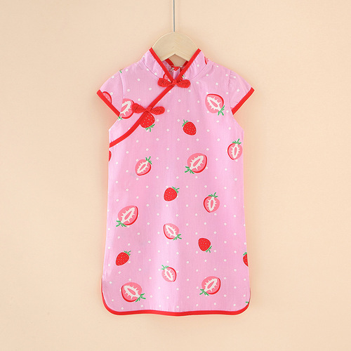 Toddler Chinese Style Kid Baby Girl Floral Cheongsam Qipao Dress Party Clothes Summer Princess Dresses For Children