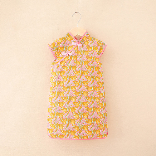 Toddler Chinese Style Kid Baby Girl Floral Cheongsam Qipao Dress Party Clothes Summer Princess Dresses For Children
