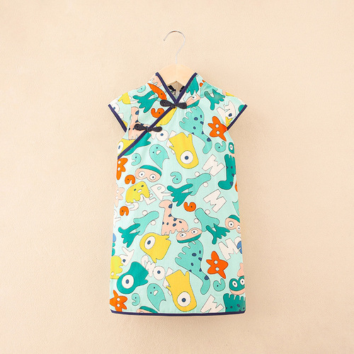 Toddler Chinese Style Kid Baby Girl Floral Cheongsam Qipao Dress Party Clothes Summer Princess Dresses For Children