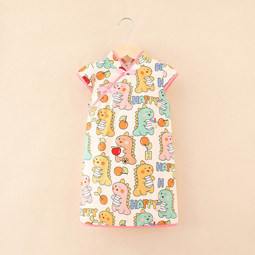 Toddler Chinese Style Kid Baby Girl Floral Cheongsam Qipao Dress Party Clothes Summer Princess Dresses For Children