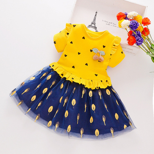 New Arrival Summer Kids And Girls 4 Different Design  Children And Toddler Short-sleeved Knee Length