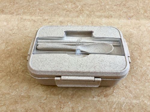 Food Grade Biodegradable Wheat Straw Lunch Box Microwave Safe School Office Bento Food Container with Free Cutlery Whole
