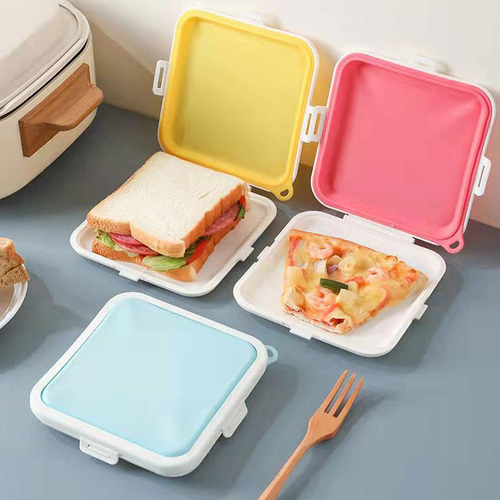 Portable Students Office Worker Kitchen Silicone Lunch Box Sandwich Lunchbox Toast Bento Box Bread Cake Food Container S