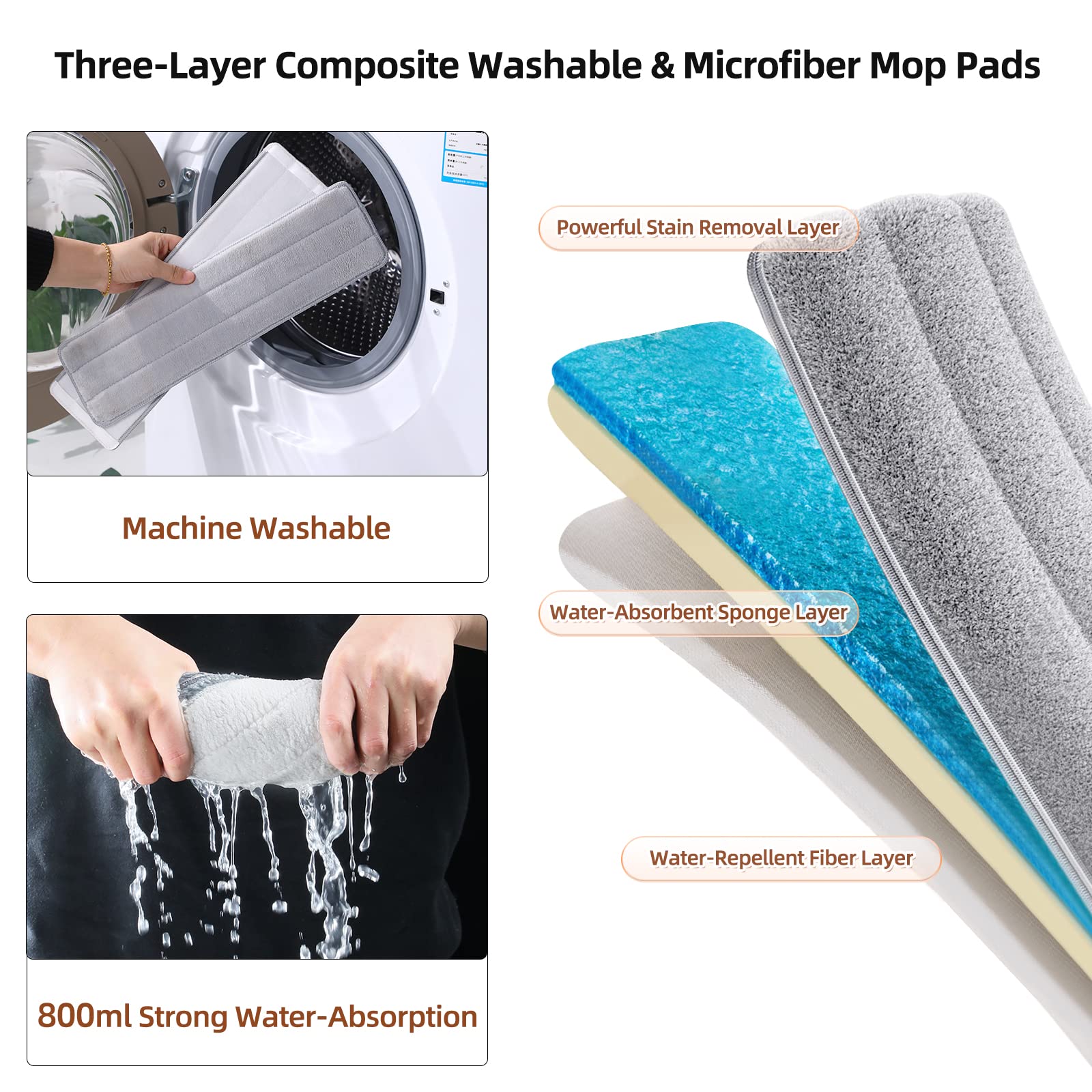 Joybos Mop and Bucket with Self Wringer Set  Upgraded Square Microfiber Spinning Mop Clean Dirty Water Separate Design