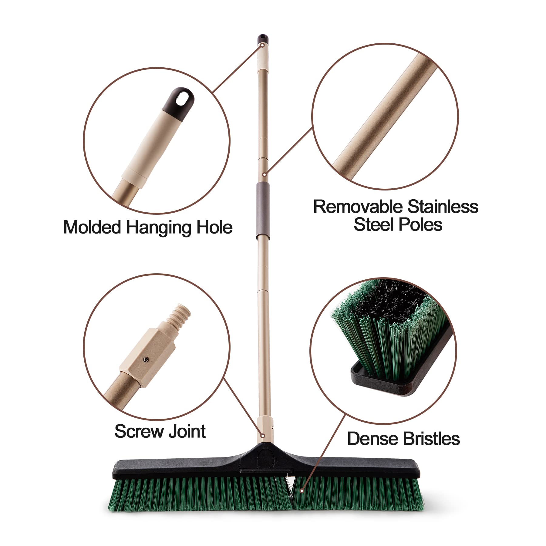 Garden 60cm heavy duty push broom floor and cleaning sweeping scrub brush Outdoor Stiff Sweeping Magic Brooms with long 