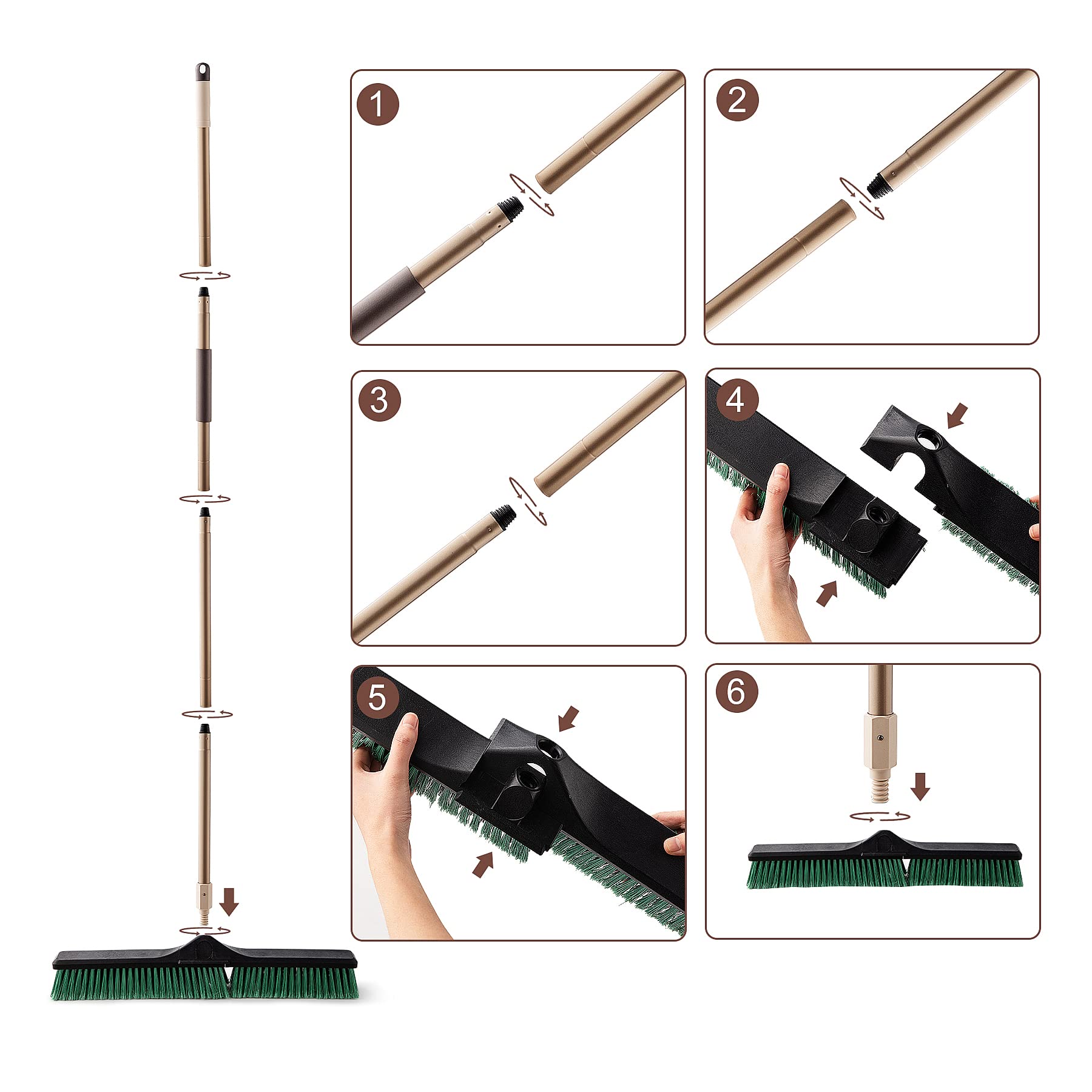 Garden 60cm heavy duty push broom floor and cleaning sweeping scrub brush Outdoor Stiff Sweeping Magic Brooms with long 