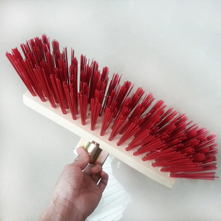 Wooden Handle Hard Plastic Bristle Outdoor Push Broom