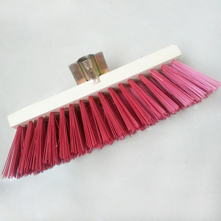 Wooden Handle Hard Plastic Bristle Outdoor Push Broom